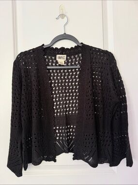 Sweet Kizz Black Open-Knit Women’s Cardigan Sweater